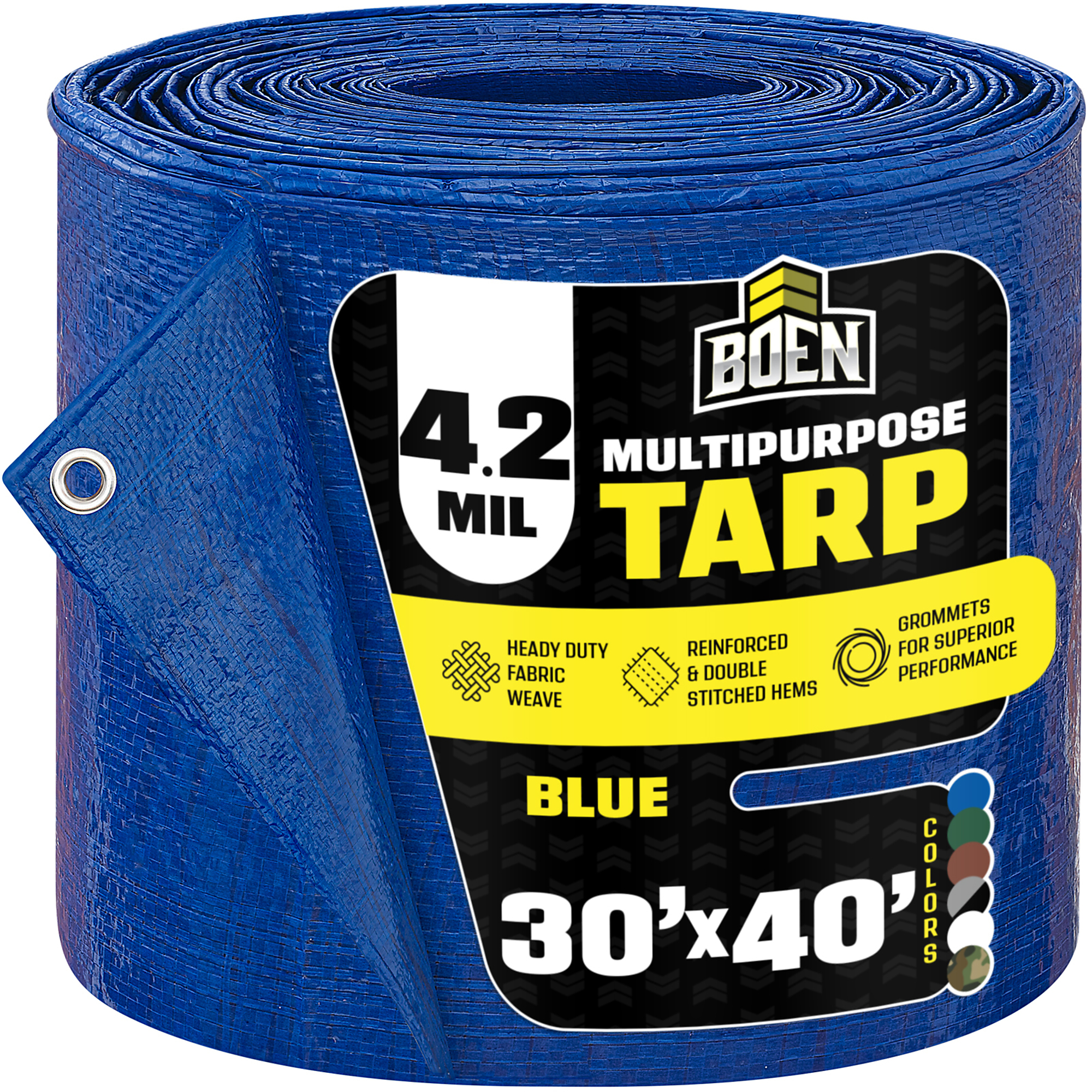 Boen Blue Tarp — 30ft. x 40ft., 4.2 Mil Thick, UV Resistant, Waterproof, Rip-Proof, Model# BT-3040